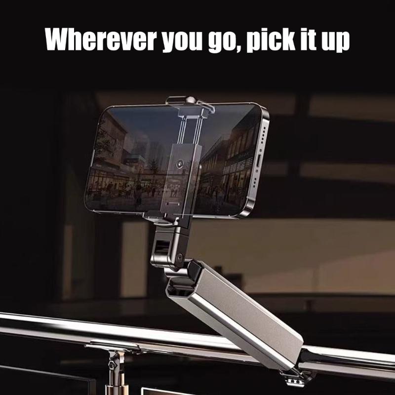 Portable Foldable Travel Friendly 360 Rotation Aluminum Phone Stand Rack Adjustable Clamp For Travel Office Kitchen Use