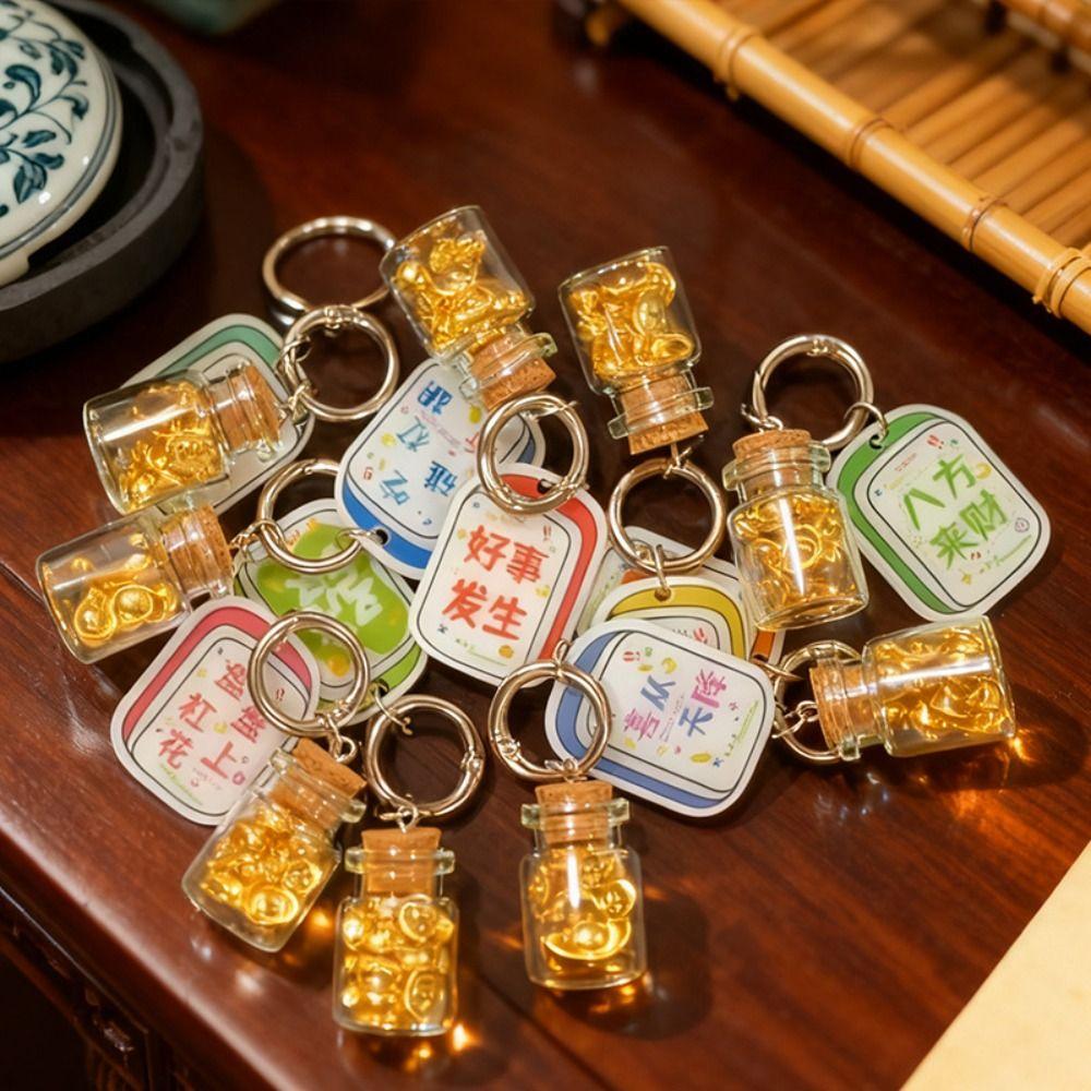 Mahjong Horse Year Pendant Creative Golden Yuanbao Keyring Festive Decor