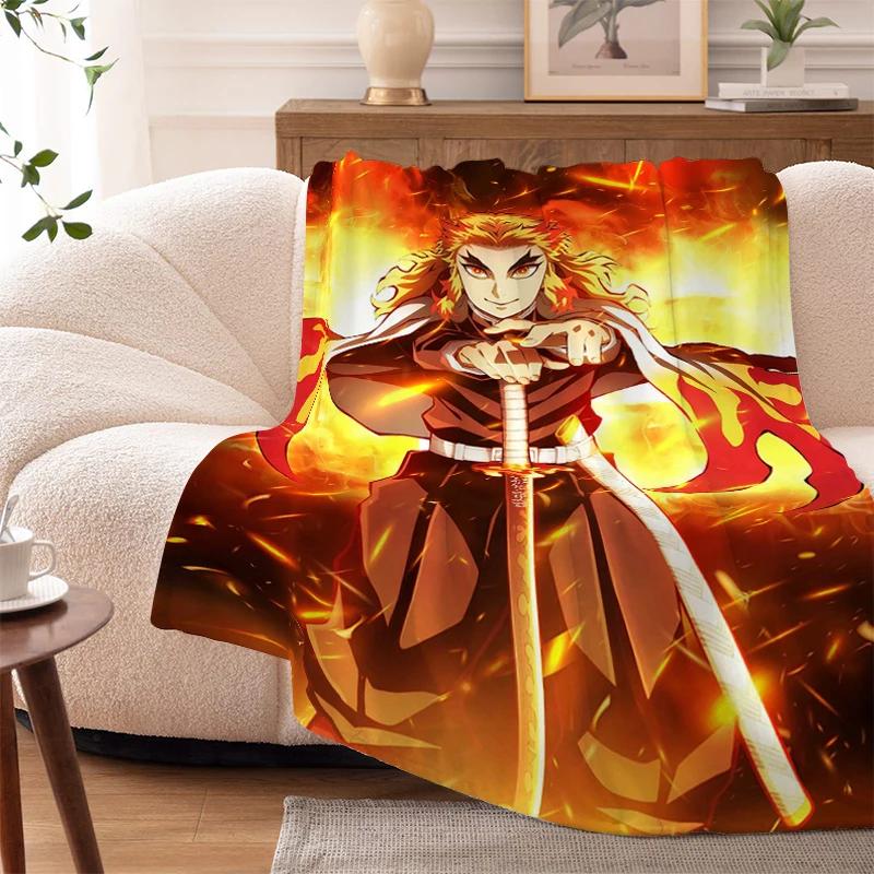 Sofa Blankets for Winter Anime D-Demons Slayer Warm Knee Bed Fleece Camping Fluffy Soft Blankets Microfiber Bedding King Size