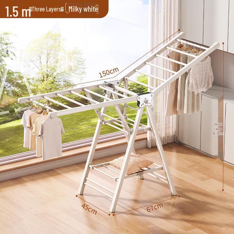 Adjustable Foldable Clothes Drying Rack for Indoor/Outdoor Use - Ideal for Bedroom, Balcony, and Baby Items.