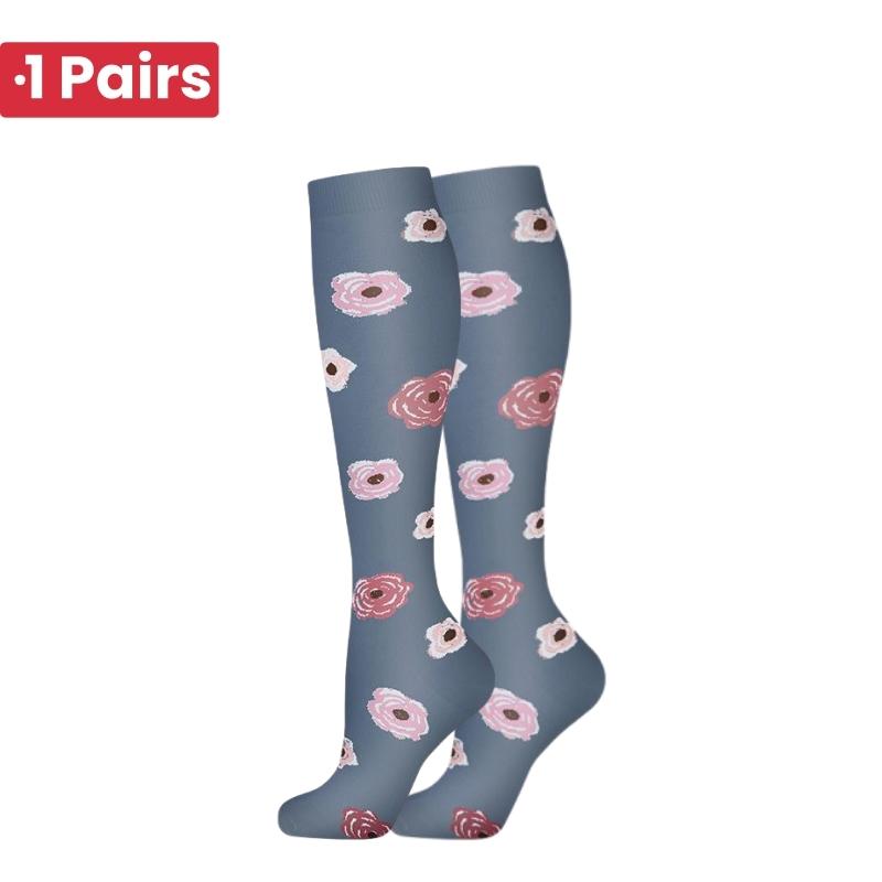 1Pairs 58 StylesNew Flower Animals Compression Socks for Leggings Breathable Running Pressure Soccer Adult Socks Pressure Socks