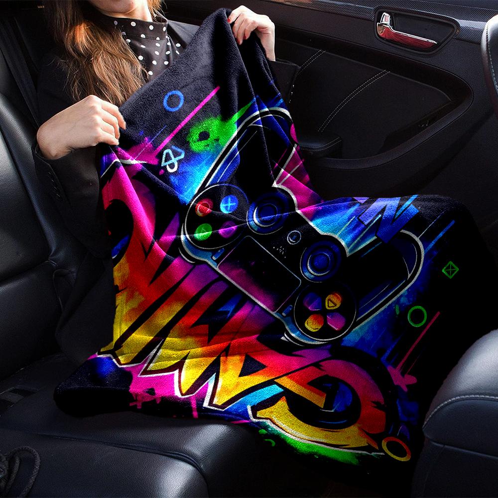 Custom Name Game Controller Theme Printed Blanket - Perfect for Couch, Bed, Travel & Outdoor Use | Machine Washable, Cozy & Durable.