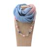 Stylish Cotton Linen Infinity Scarf with Beaded Chain Necklace – Women’s Gradient Color Scarf for Boho & Casual Fashion