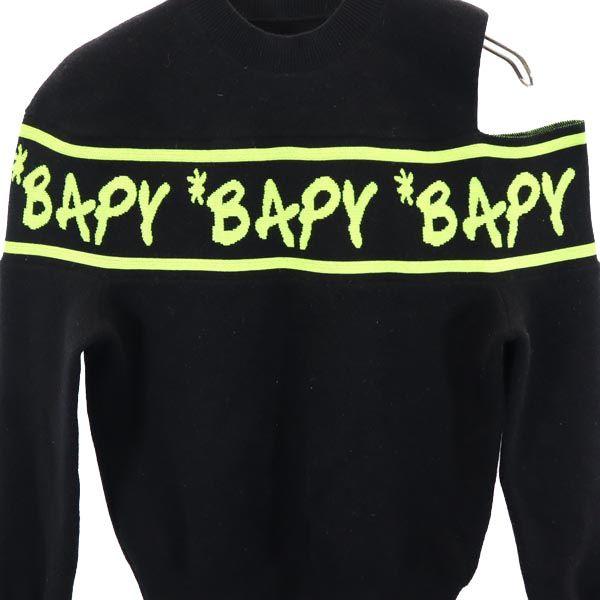 BAPY BY A BATHING APE Long Sleeve Asymmetry Knit XS Black Open Shoulder Women Used