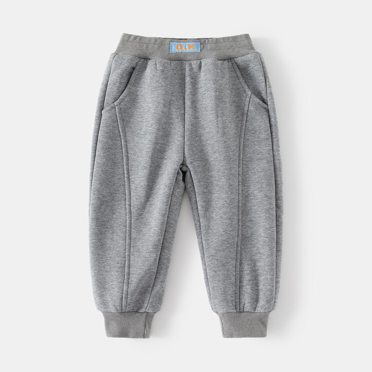 

Autumn and winter casual and easy-to-fit waist sweatpants, trendy warm velvet trousers, fried street loose boys sweatpants 130cm