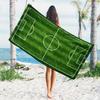 Toalla de Playa Campo de Fútbol 31.5X63 Pulgadas Césped Verde Impresión de Campo de Fútbol Suave Microfibra Toalla de Baño Secado Rápido Para Aficionados al Deporte