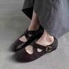 [Ushilai] Round Head Cross Strap Ballet Single Shoes Women's Autumn 2025 New Fashionable Retro Mary Jane Shoes