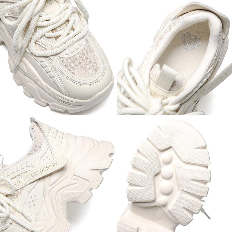 2025 new spring platform dad shoes women's height increased by 7cm versatile, comfortable, breathable and lightweight casual sports shoes