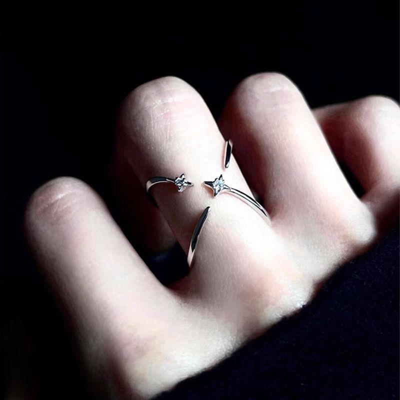 S925 Sterling Silver Four Awn Star Stud Earrings Women Cold Style Sweet Cool Niche Design High Sense Earrings Unique Temperament Earrings