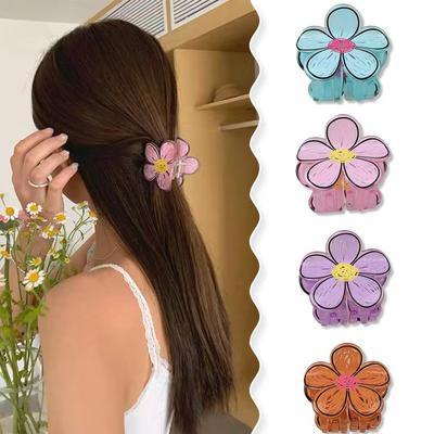 Neue Acryl Graffiti Blume Haarspangen Damen Süß Vielseitig Outdoor Haarnadel Mode Krallengreifer Clip Mädchen Haaraccessoires