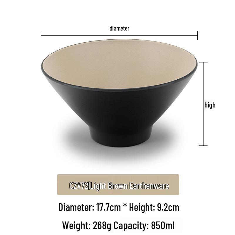 Large Frosted Melamine Ramen Bowl - Japanese-Style Restaurant Noodle Bowl for Mala Tang, Luosifen, Soup, and Rice Noodles