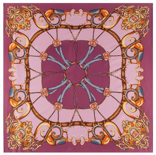 130cm Silk Square Scarf Women Large Shawls Palace Chains Square Bandana Luxury Kerchief Scarf Female Foulards