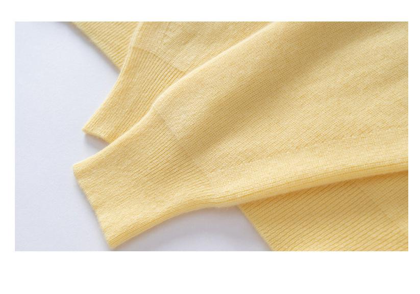 Women's V-Neck Cashmere Sweater - Loose Fit, Solid Color, Thick Knit for Autumn