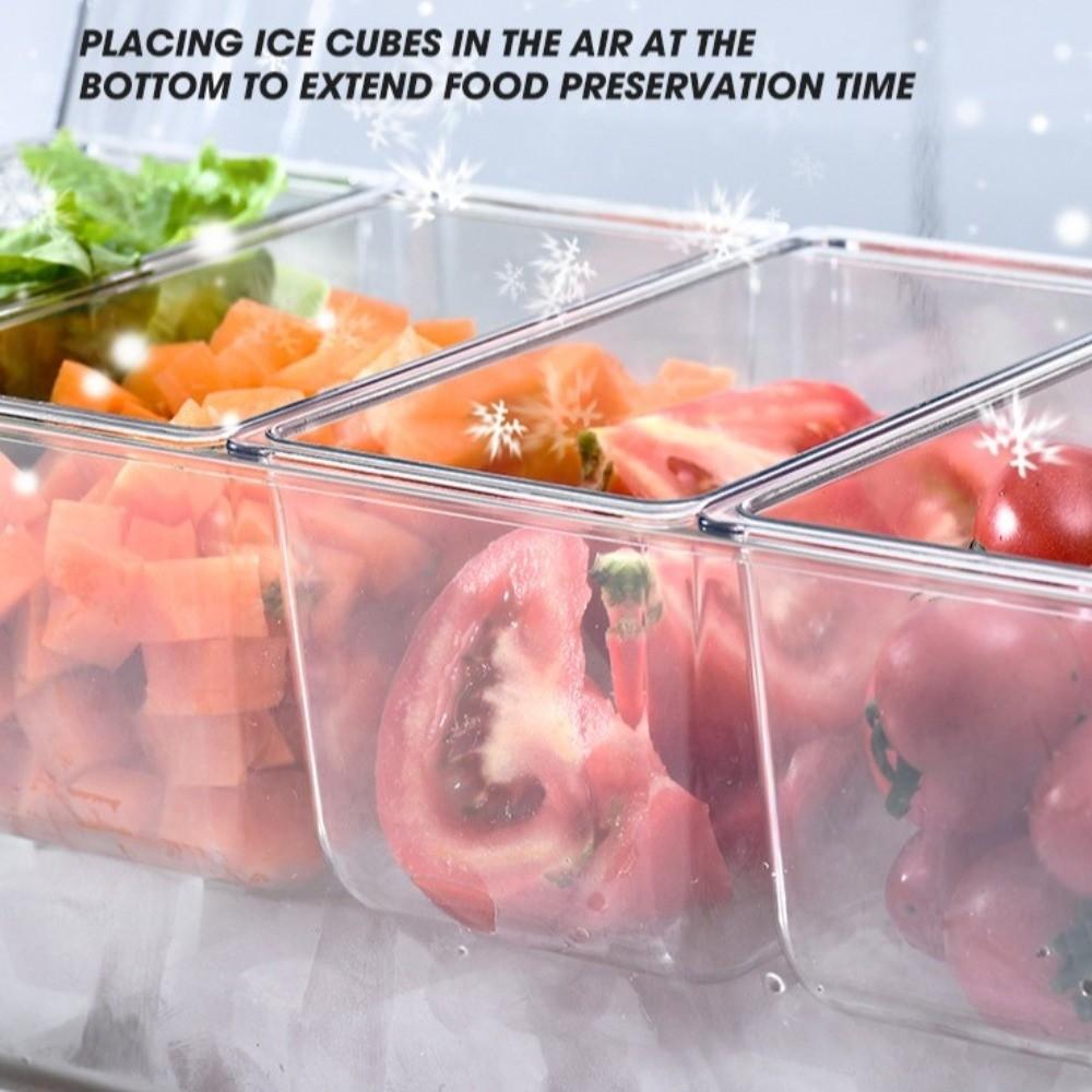 Removable Chilled Condiment Server Tray Organizer Clear Dispenser Garnish Tray with Lids Plastic Entertaining Fruit Serving Tray