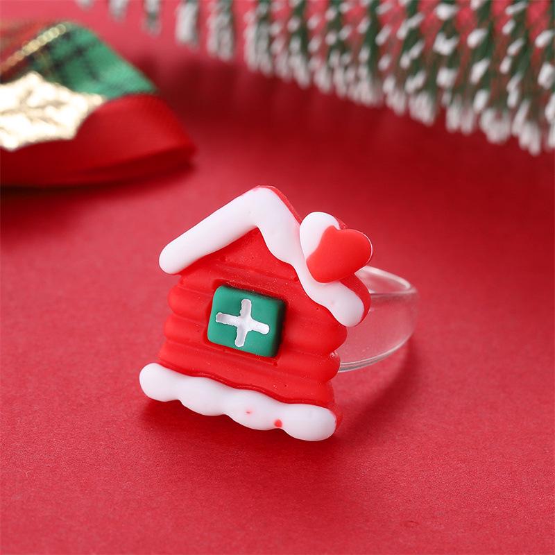 Vánoční kreslený prsten s medvědem, zvonkem a sobem - Slavnostní a módní