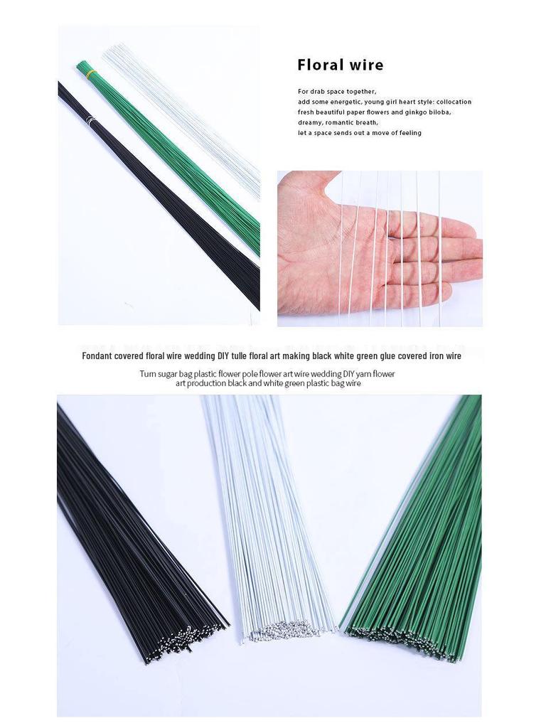 Plastic-Coated Floral Iron Wire for DIY Projects and Baking (Black, White, Green)