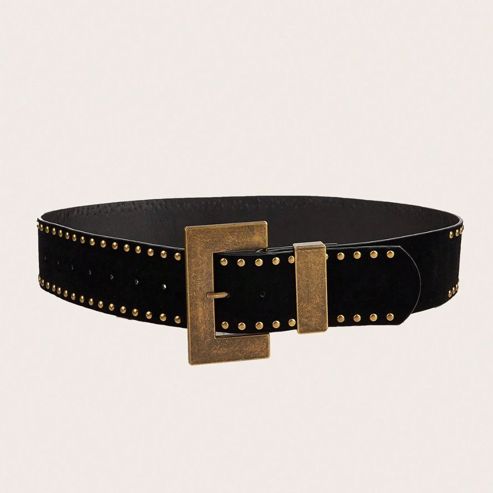 Luxury Design Rivet Waist Belt Pin Buckle Ultra-wide Waistband Women Coat Skirt Decoration