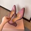 Fashion 2025 Spring New Women's Cow Leather 6.5cm Thin High Heel T-strap Pumps Elegant Ladies Hollow-out Daily Dress Heeled Shoes Woman
