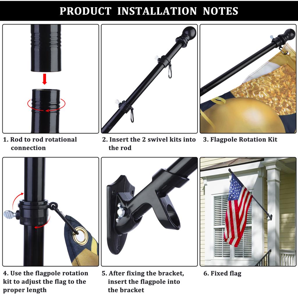 Flag Pole 6Ft Flag Pole Kit For House For Outdoor Garden Truck Use