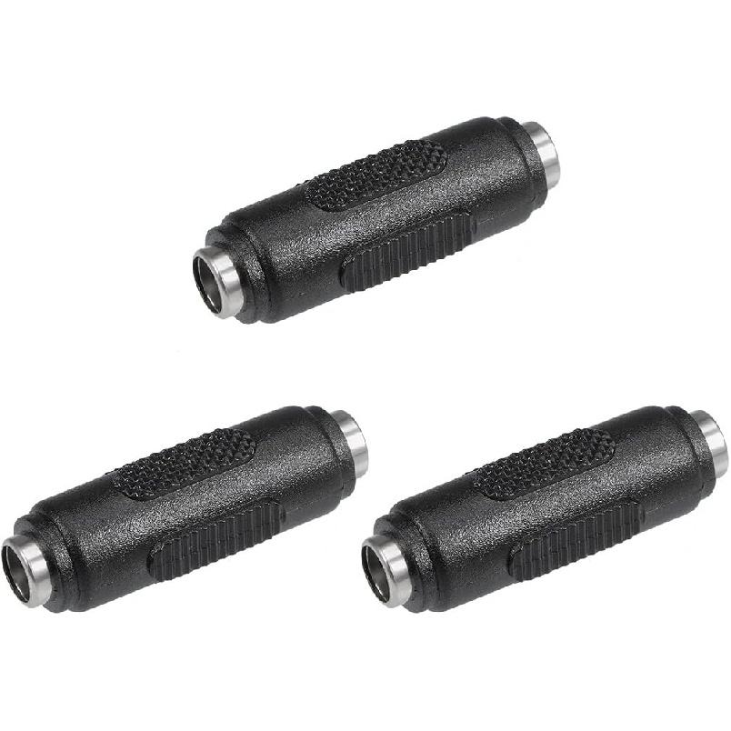 Uxcell 3Pcs DC Power Connector Adapter 5.5mmx2.1mm Female To Female Cable Jack Socket Converter for Laptop CCTV Camera Strip Lighting Black