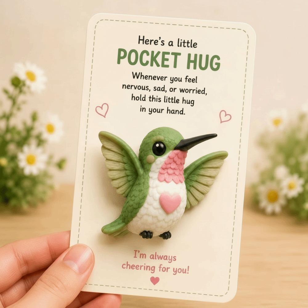 Thoughtful Plastic Animal Ornaments Resin Pocket-Sized Pocket Hug Gifts Inspirational Card Inspirational Card For Pet Lovers