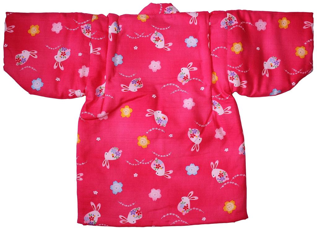 Chanchanko Hanten Hanten Kimono for Girls Rabbit Pattern Pink Quilt Back Size 90cm 100cm 110cm 120cm Made In Japan Children's (100cm)