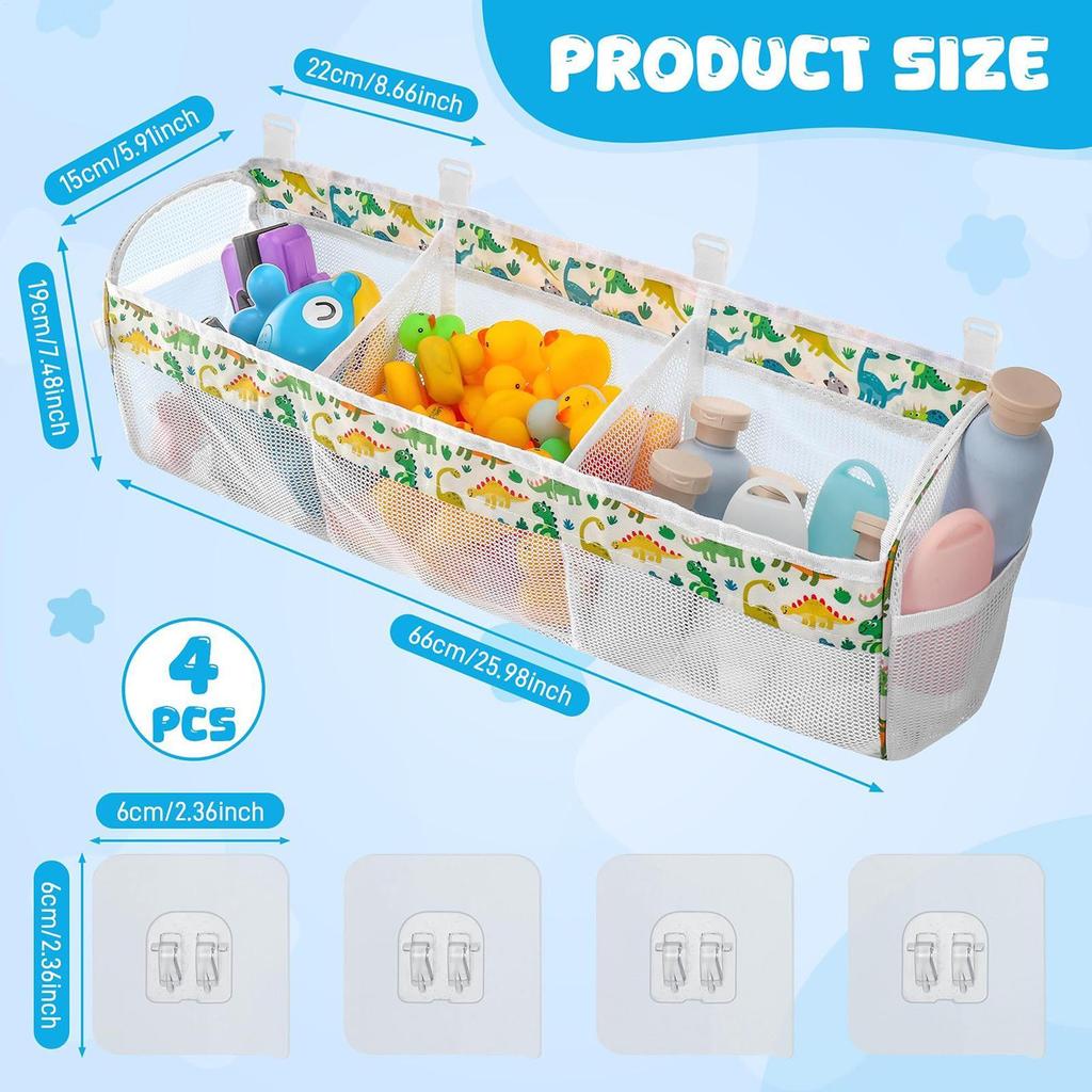 3 Compartment Horizontal Large Openings Bath Toy Organizer for Tub Capacity Upgrade Bath Storage and Holder Easy Sorting
