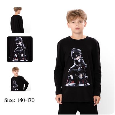 Bluza (chłopcy) – Nadruk anime, Bawełna i lycra, Casualowy, Na każdą porę roku, 6363-036-33-1-4 HC