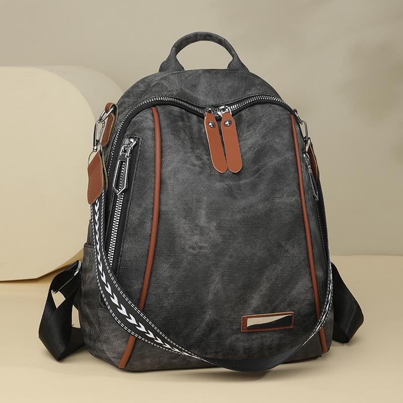 PU Zipper Backpacks 2026 High Quality Sewing Thread Sweet School Bags Fashi Softback Lightweight Durable Backpacks