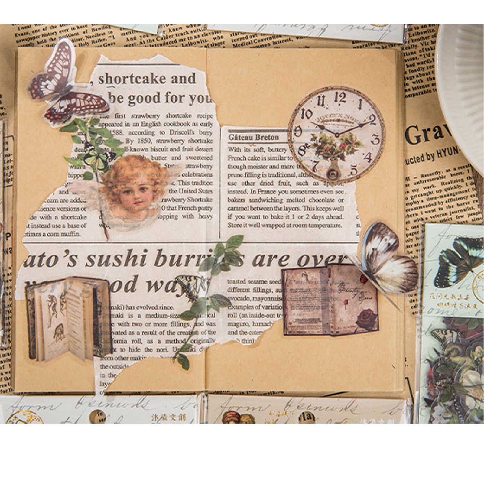 40pcs Vintage Romantic Stickers Quicksand Series PET Delicate Patterns Nostalgic Decals for Diary Notebook Book