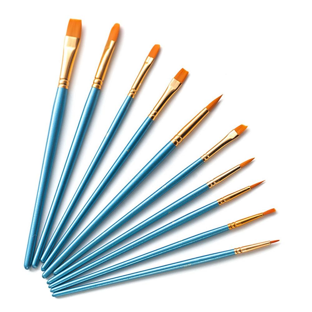 

20101510 10Pcs/Set Wood Handle Paint Brushes Acrylic Oil Watercolor Painting Artist Nylon Hair Brushes Kit Purple