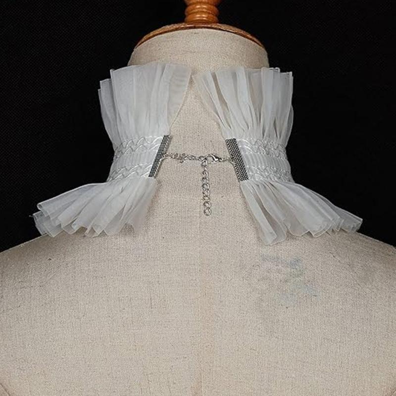 Colletto a Ruffle in Pizzo Vittoriano Staccabile Accessorio per Costume Punk Faux Collar per Spettacolo Teatrale Evento Formale