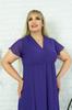 Women's Big Size Dress Purple Double Breasted Collar Plus Size Lined Chiffon Dress