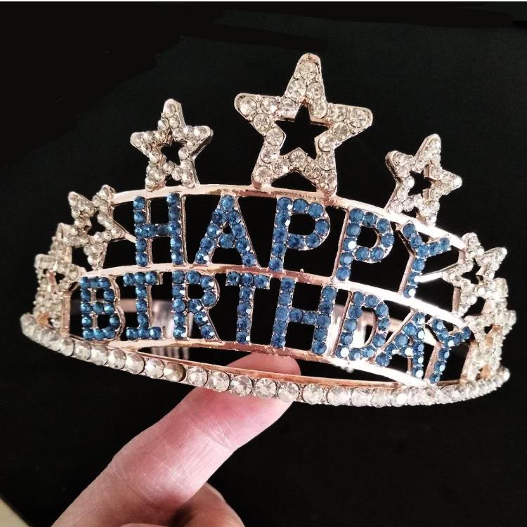 Party crown five-pointed star letter hair crown HAPPY BIRTHDAY birthday crown cake decoration