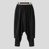 INCERUN Pantaloni Larghi Casual da Uomo a Vita Elastica, Finto Due Pezzi, Cavallo Basso, Lunghi
