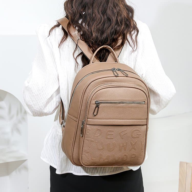 Letter embossed backpack large capacity student backpack