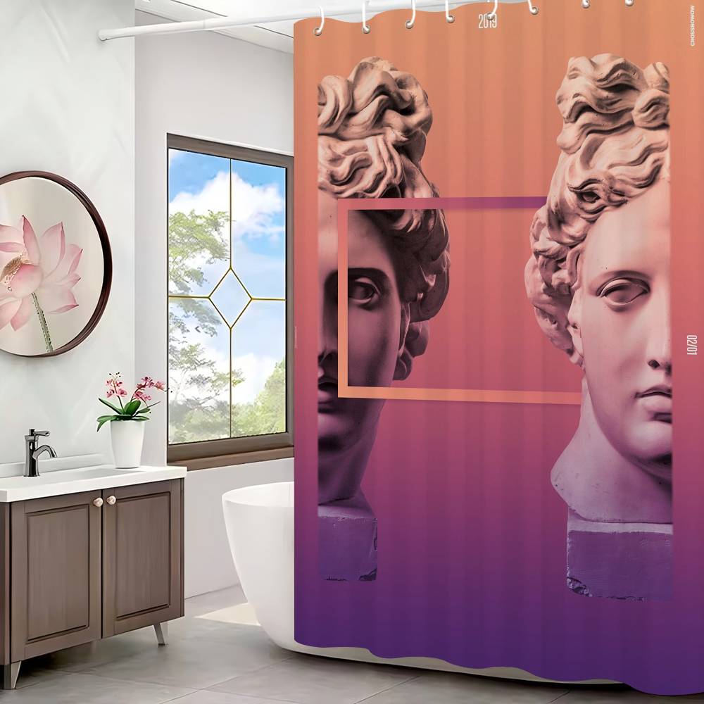 

Statue David Graphic Designer Polyester Shower Curtain Waterproof Rust Resistant Grommet Easy Care Wipe Clean Durable 150x180 cm