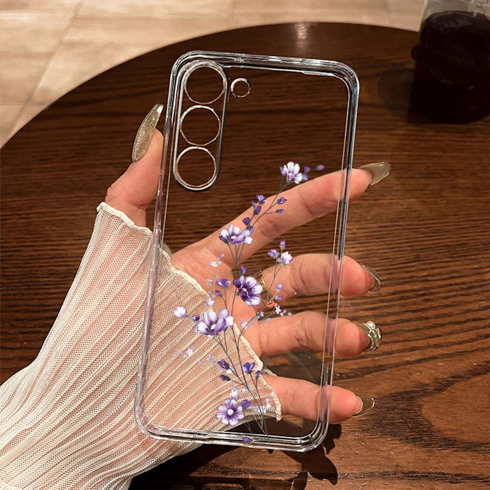 Monstera Deliciosa Lavender Floral Phone Case For Samsung Galaxy A56 A16 A26 A36 A37 A57 A21S A53 A33 A73 A12 Transparent Cover