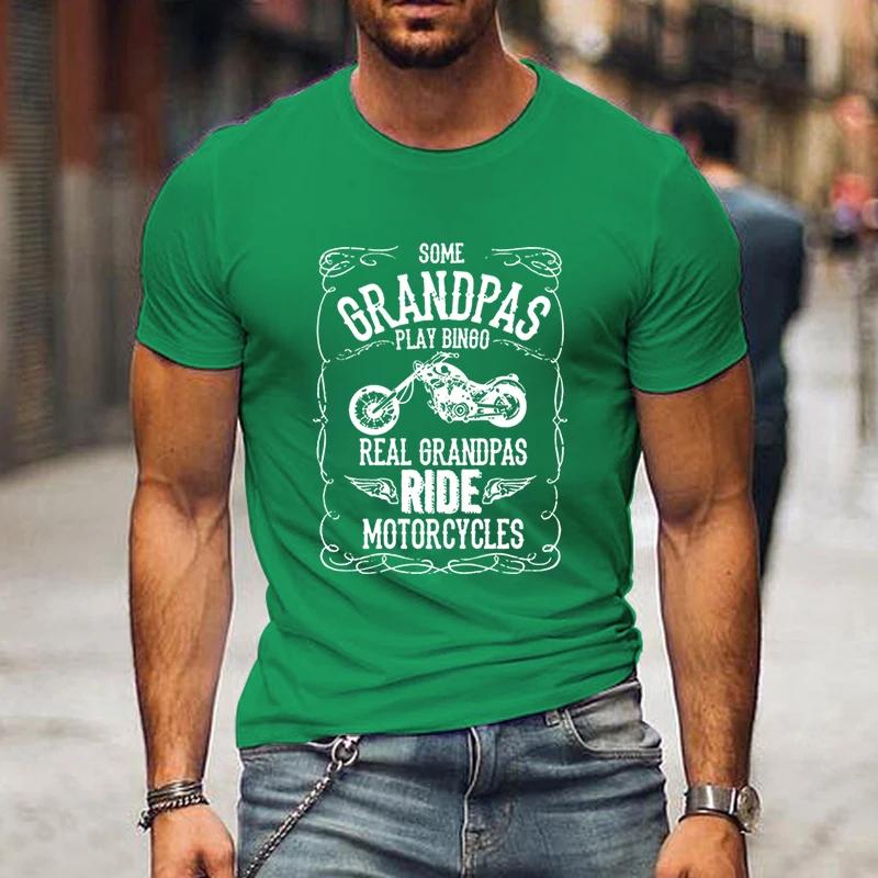 Grandpas Ride Motorcycles Print Men's T-shirts Father's Day Gift Short Sleeve Tops Tees Summer Harajuku Fashion O-Neck Tshirt