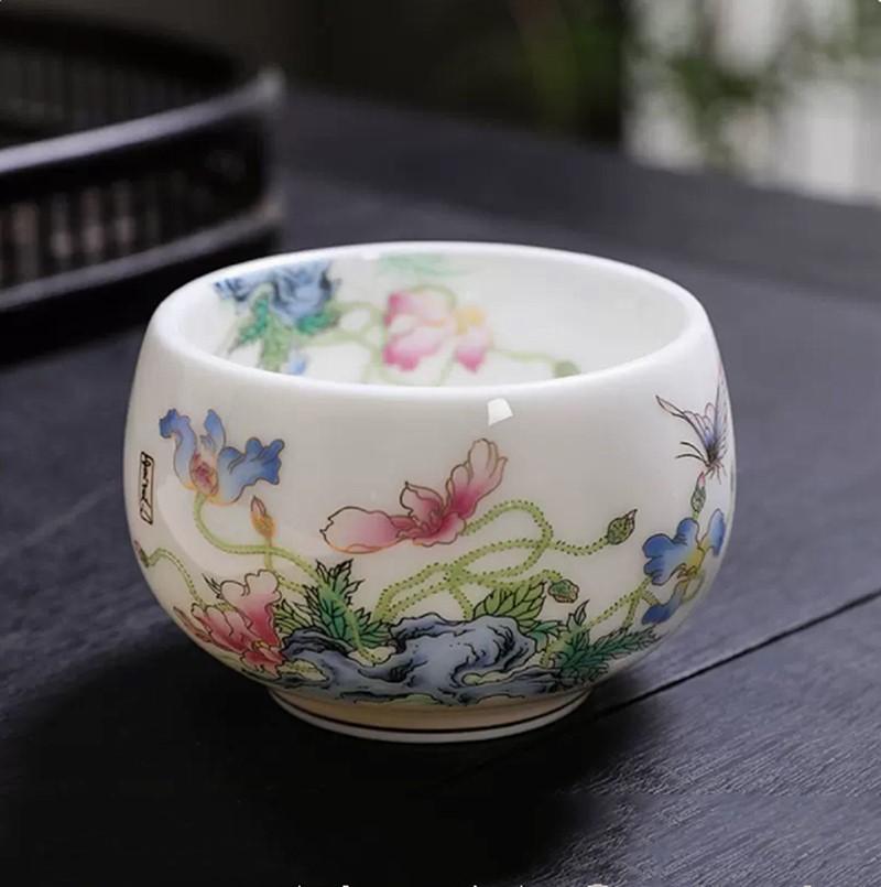 1 Stück 150 ml Boutique Keramik Teetasse Yangzhi Jade Meister Einzelne Tasse Handgefertigt Rosa Retro Chinesische Schönheit Teegeschirr