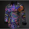 Men's Vintage Printed Long Sleeve Shirts Casual Cardigan New Button Holiday Fashion Shirts