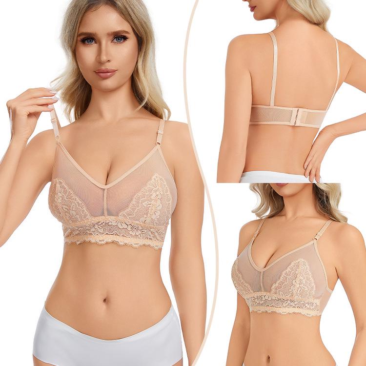 Cross-Border Women’s Breathable Lace Bra - Sexy French Design