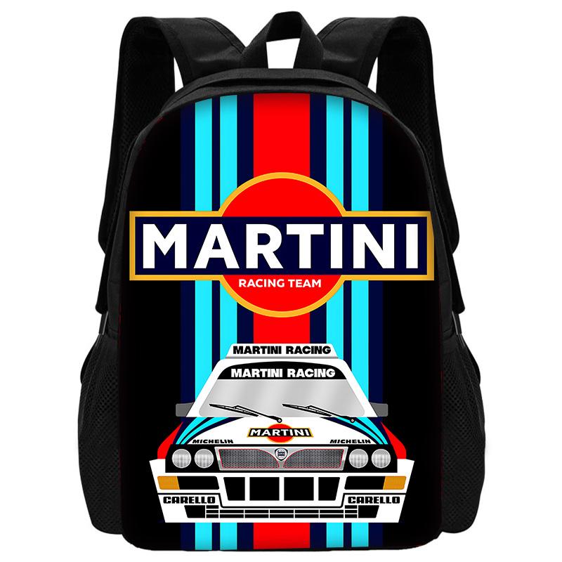 Racing M-MartiniS S-StripeS Kinder Schoolrugzak met Lunchtassen, Etui's, Schooltassen voor Jongens Meisjes Beste Cadeau