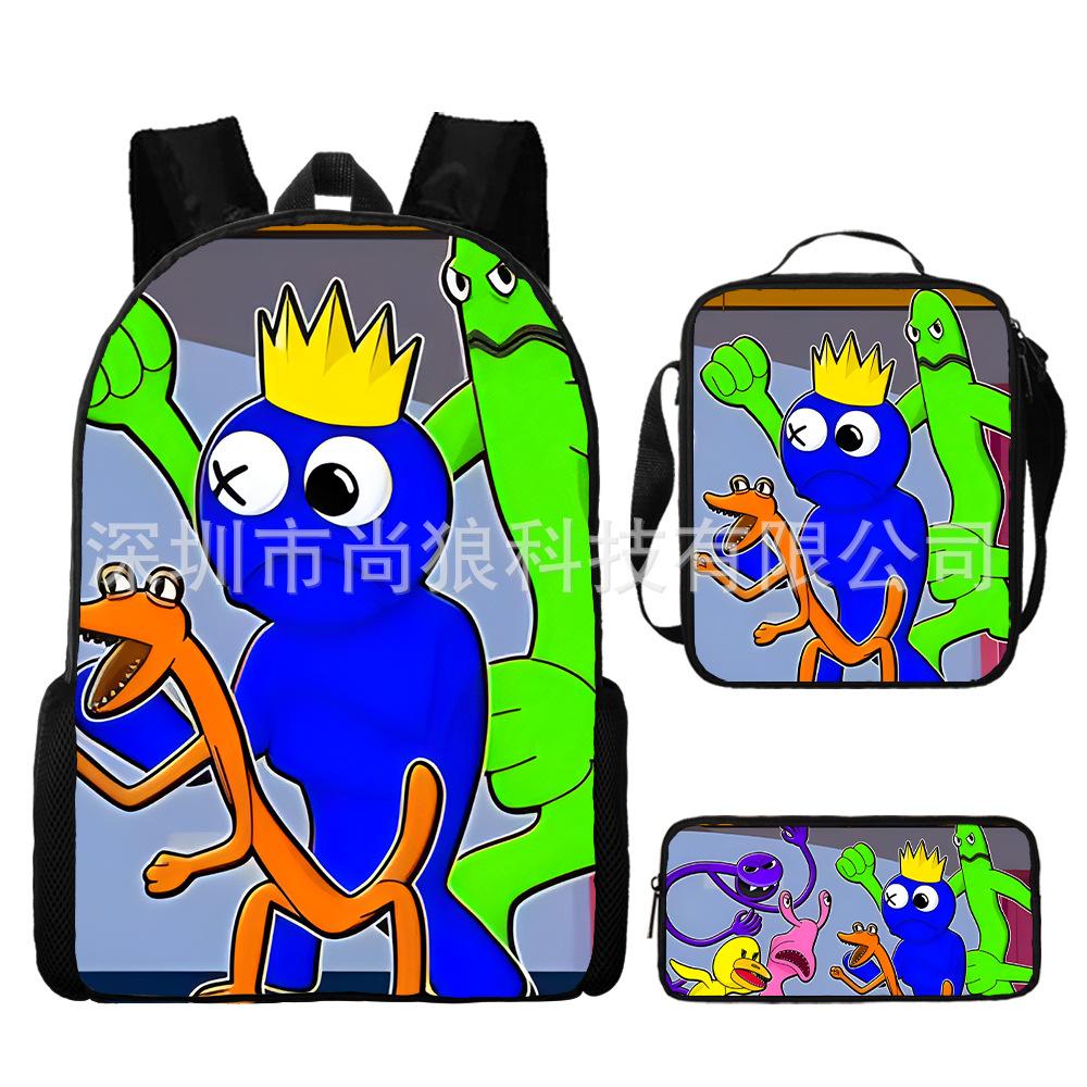 Rainbow Friends Rainbow Friends Student School Bag Digital Printed Oxford Cloth Backpack Satchel Pencil Case