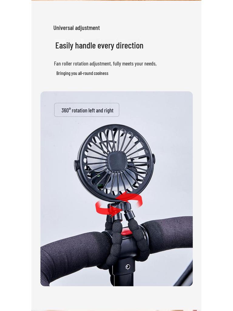 Cross-border Octopus Handheld Mini Stroller Fan with Night Light, USB Rechargeable, Multifunctional.