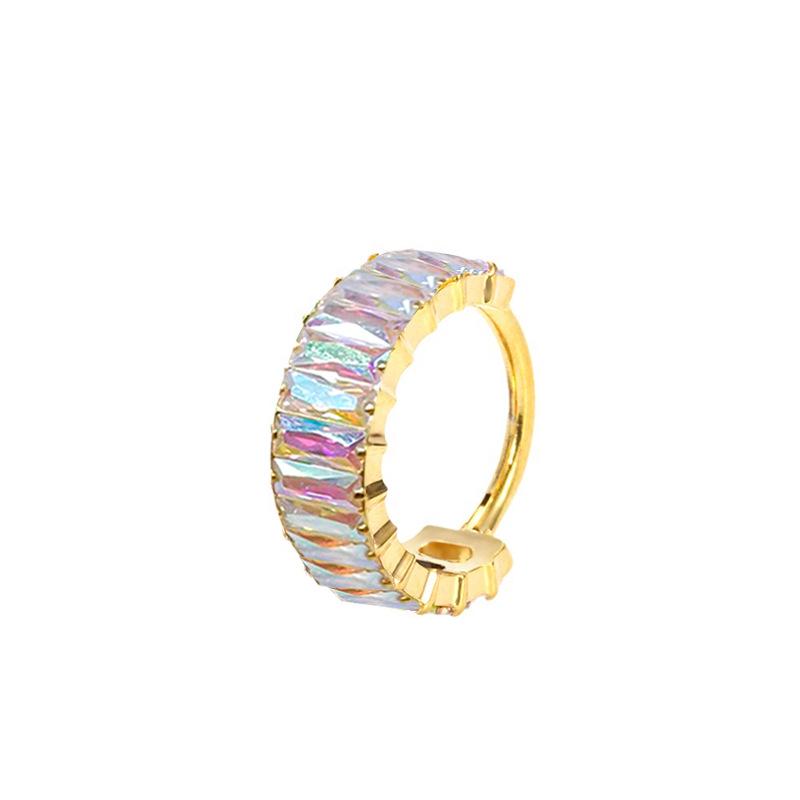 1.2mm Rainbow Inlaid F136 Titanium Alloy Nose Ring, Fashion Lip Earring Ear Cartilage Stud Piercing