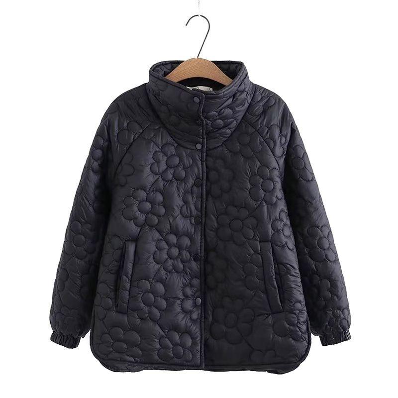 Large Size Lightweight Cotton-padded Jacket Women's Autumn and Winter Fat Mm Loose and Thin Warm Cotton-padded Jacket