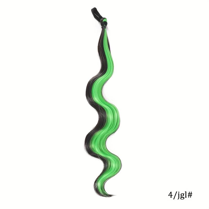 Long Synthetic 18inch Deep Wave Ponytail with Rubber Band DIY Self Winding Bun Head Curly Hair Bundle Omber Brown Black Green