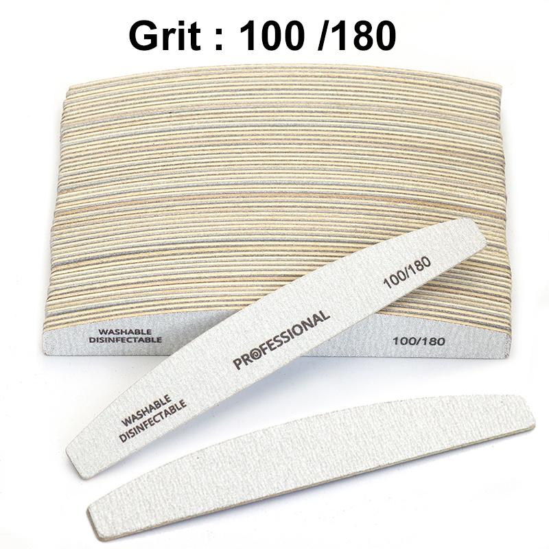 

50/100Pcs Professional Wooden Nail Files 180/240 Buffer 100/180 Grey Boat Wood Sandpaper Block Gel Polisher Sanding Nail Files