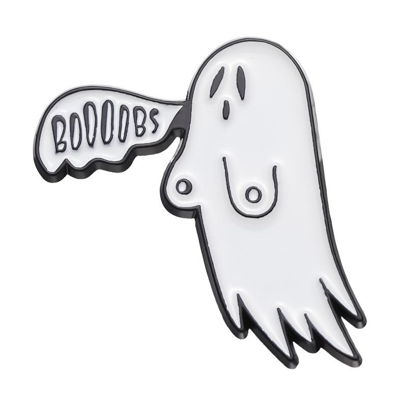 White Ghost Personalized Brooch In Alloy With Fun Cartoon Design For Enthusiasts Halloween